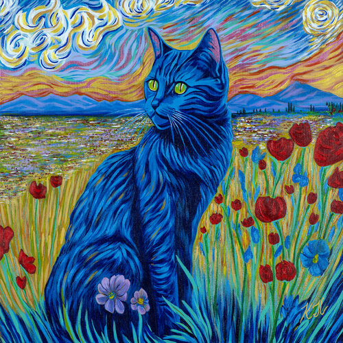Van Gato de Karen Coates, Pintura a la venta en Singulart