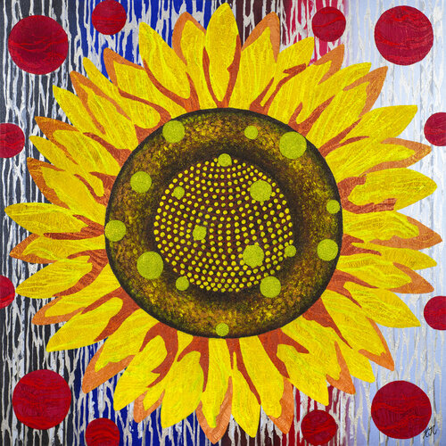 Unchained Sunflower di Karen Coates, Pittura in vendita su Singulart