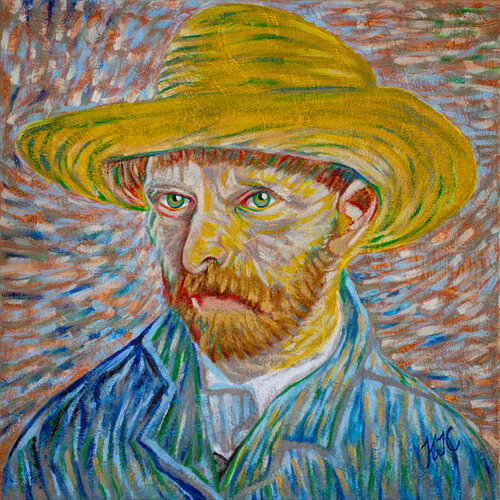 The Dreamer Behind The Straw Hat by Karen Coates, 회화 for Sale on Singulart
