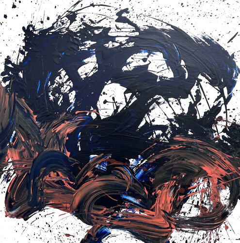 Between Ochre and Blue par Romana Jelínková, Peinture en vente sur Singulart