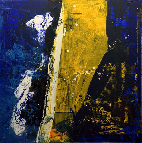 Blue Yellow and White Nro 001 von Mota Montero, Malerei kaufen auf Singulart