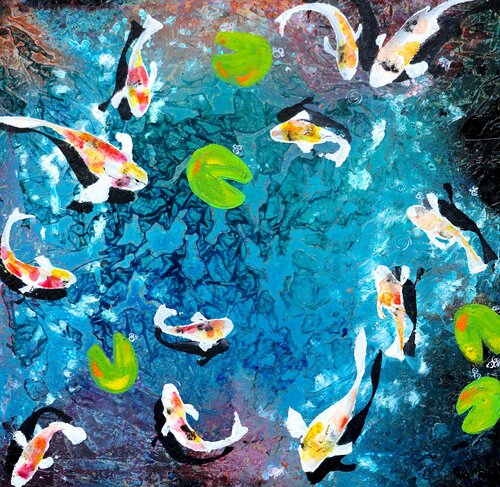 Koi fish - 24 van POOVI ART, Schilderij te koop op Singulart