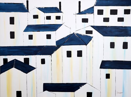 Blue Roofs 22 von POOVI ART, Malerei kaufen auf Singulart