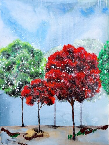 Trees of stillness van POOVI ART, Schilderij te koop op Singulart