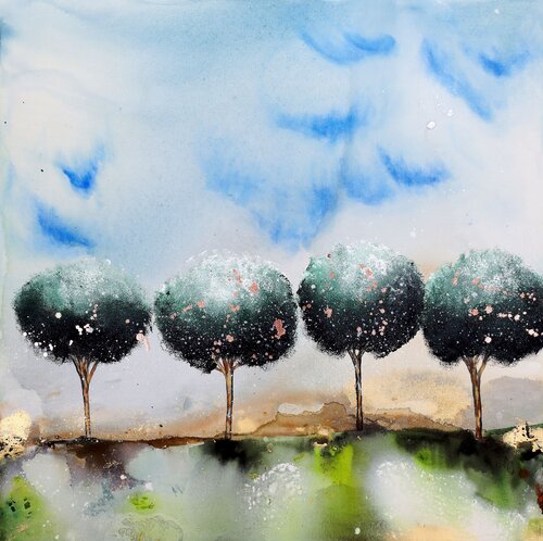Trees of stillness 02 by POOVI ART, 회화 for Sale on Singulart