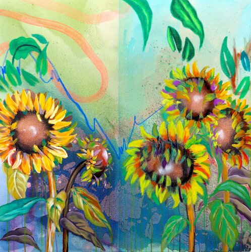 Sunflower your day by POOVI ART, Painting for Sale on Singulart