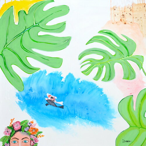 Monstera with fish von POOVI ART, Malerei kaufen auf Singulart