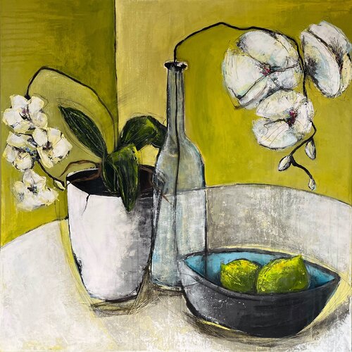 Flowers, Serie #3 White Orchids   No. 1 6 23 di Vera Jochum, Pittura in vendita su Singulart