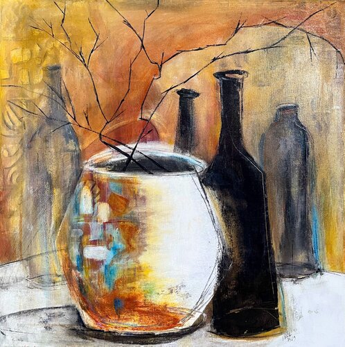 Flowers, Serie #4 Flowerless   No. 1 7 23 van Vera Jochum, Schilderij te koop op Singulart