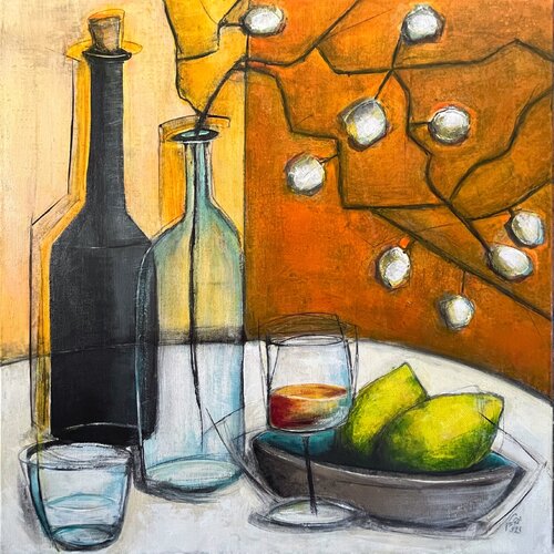 Lunaria (silver leaf plant)  Flower series # 9,  No.  01 10 23 di Vera Jochum, Pittura in vendita su Singulart