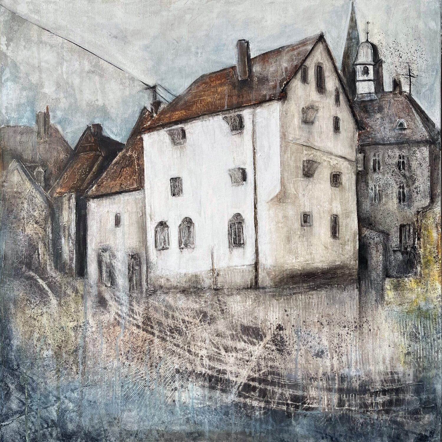 Historic Ottweiler city prison, No. 01 05 24 Vera Jochum Originalgemälde zu verkaufen