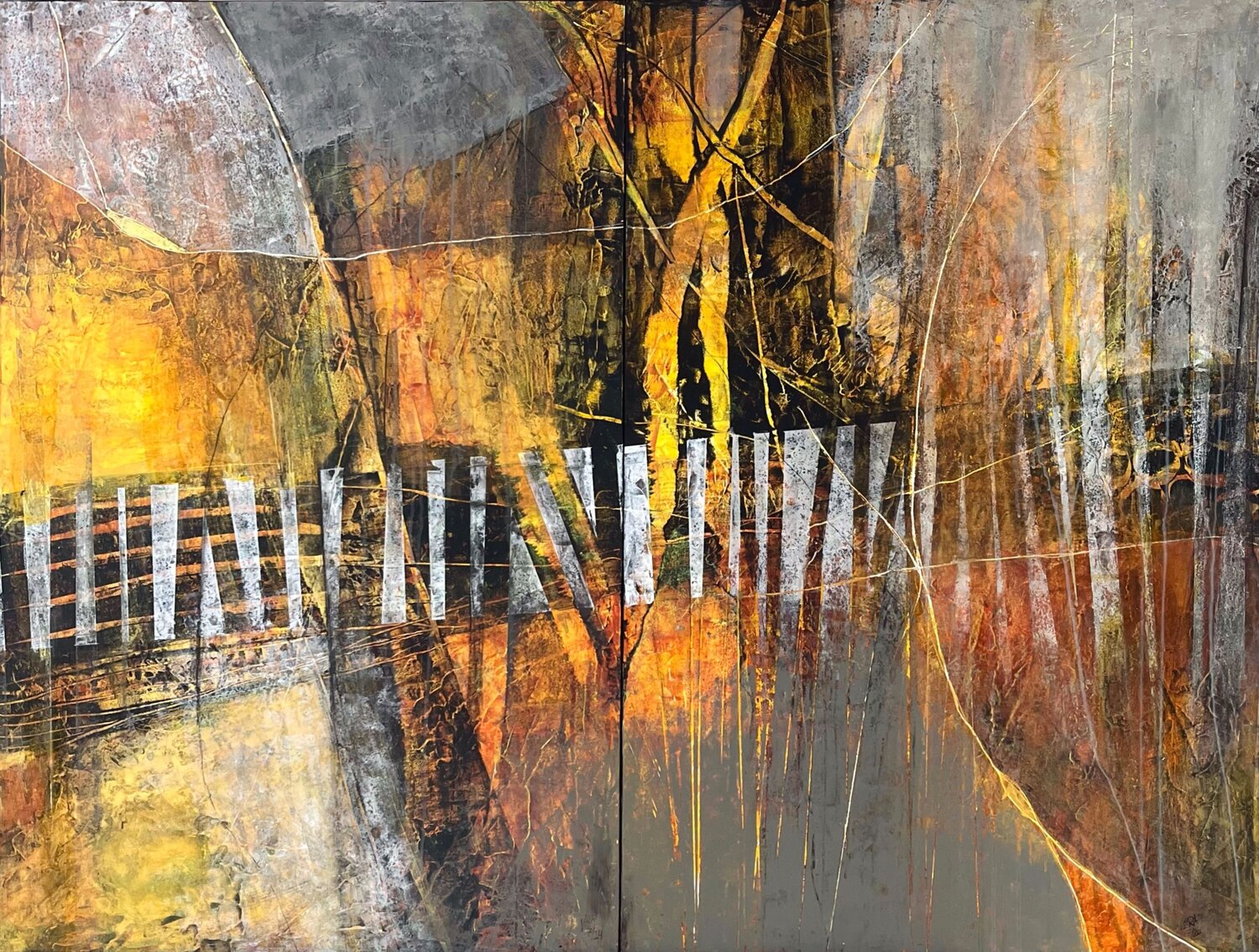 Dance over the jungle bridge - diptych, N°  01 07 24 Vera Jochum Originalgemälde zu verkaufen