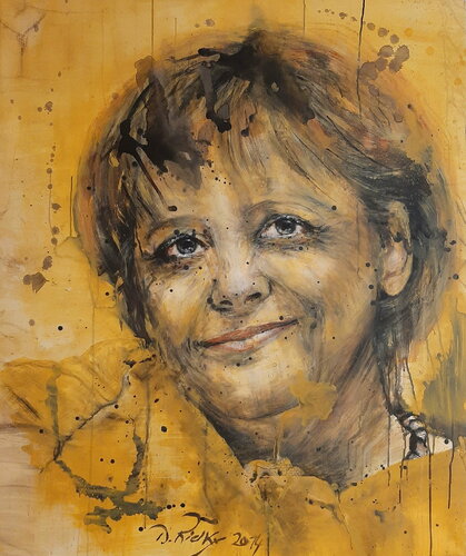 Angela Merkel di Dagmar Ridky, Pittura in vendita su Singulart
