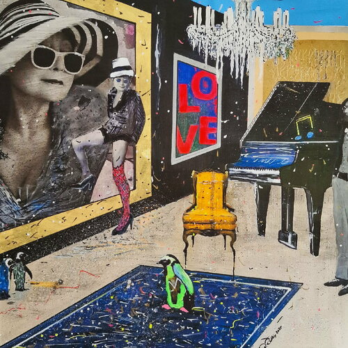 Yoko Ono und John Lennon by Dagmar Ridky, 회화 for Sale on Singulart