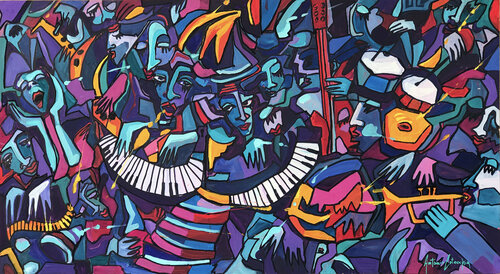 Musicamento blu van Antonio Cotecchia, Schilderij te koop op Singulart