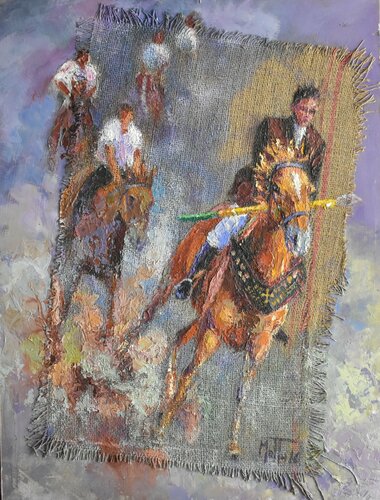 "Ardia" Inseguendo la bandiera de Gianni Mattu, Pintura a la venta en Singulart