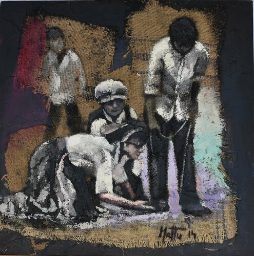 Giocando con la trottola di Gianni Mattu, Pittura in vendita su Singulart