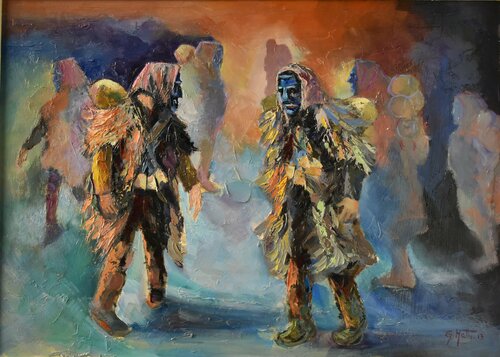 Mamuthones van Gianni Mattu, Schilderij te koop op Singulart