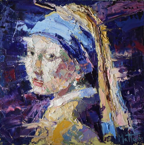 "Ragazza con l'orecchino di perla" von Gianni Mattu, Malerei kaufen auf Singulart