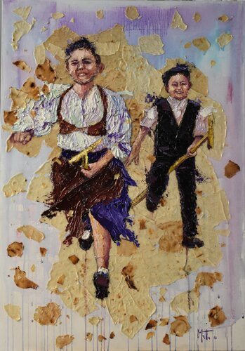 Corsa con i cavallini di canna by Gianni Mattu, Painting for Sale on Singulart