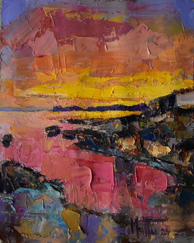 Tramonto tra gli scogli by Gianni Mattu, Painting for Sale on Singulart
