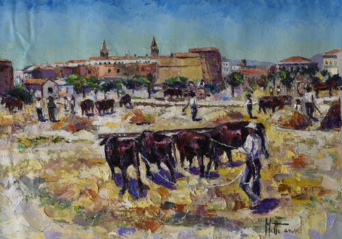 "L'aia" Alghero vintage von Gianni Mattu, Malerei kaufen auf Singulart