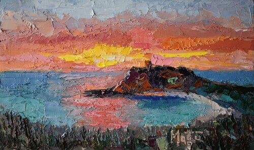 Tramonto a porticciolo van Gianni Mattu, Schilderij te koop op Singulart