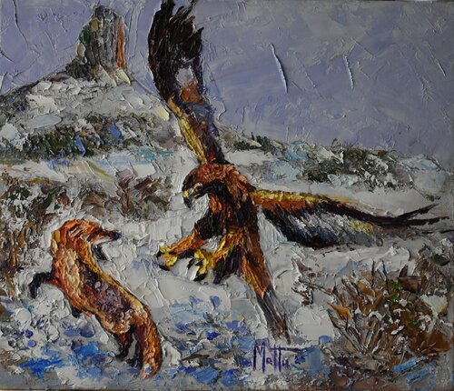 La volpe e l'aquila di Gianni Mattu, Pittura in vendita su Singulart
