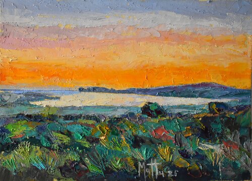 Tramonto sulla Baia di Conte van Gianni Mattu, Schilderij te koop op Singulart