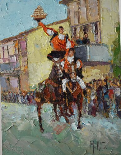 PARIGLIA DI SAN GIOVANNI van Gianni Mattu, Schilderij te koop op Singulart