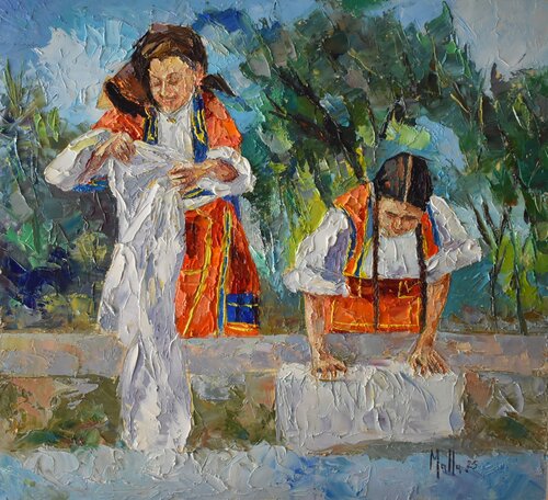 Lavandaie di Desulo di Gianni Mattu, Pittura in vendita su Singulart