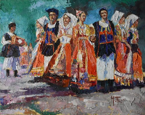 "Balladores" di Ollolai by Gianni Mattu, Painting for Sale on Singulart