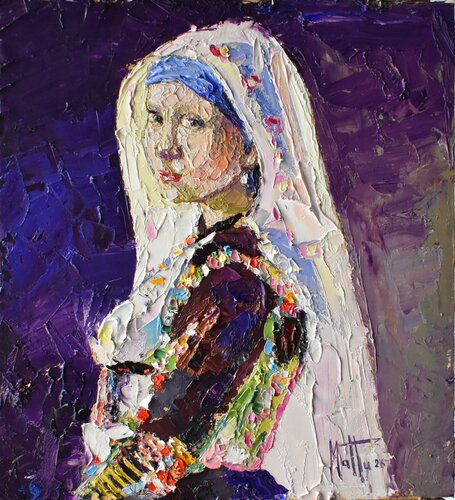 Ragazza sarda con l'orecchino di perla von Gianni Mattu, Malerei kaufen auf Singulart