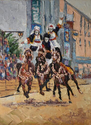 Pariglie in maschera von Gianni Mattu, Malerei kaufen auf Singulart