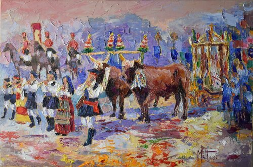 Sant'Efisio in processione by Gianni Mattu, Painting for Sale on Singulart