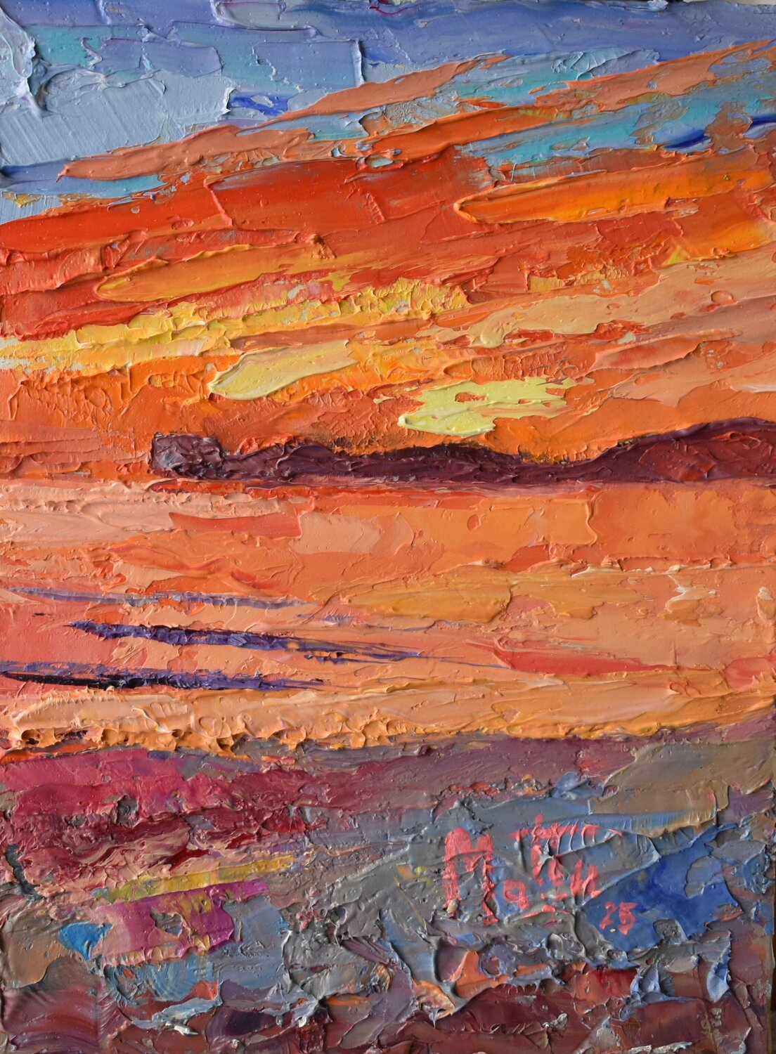 Tramonto rosso Gianni Mattu Origineel schilderij te koop