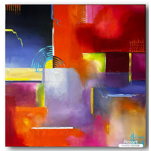 023-85 blu and red di Carla Pistola, Pittura in vendita su Singulart