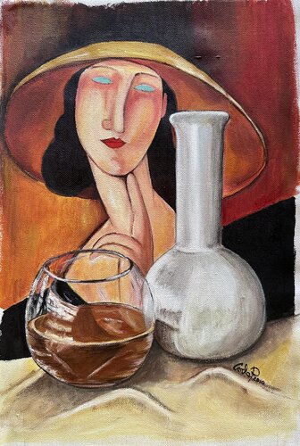 donna con cappello di Carla Pistola, Pittura in vendita su Singulart