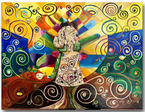 l'inizio , l'abbraccio di Carla Pistola, Pittura in vendita su Singulart