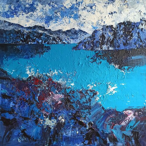 Mountains and turquoise water von IZABELA Rudzka, Malerei kaufen auf Singulart