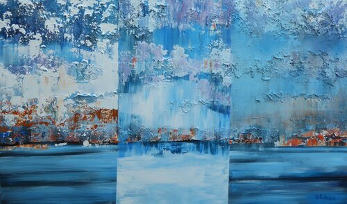 Lake in the rain van IZABELA Rudzka, Schilderij te koop op Singulart