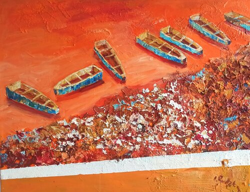 Orange Lake di IZABELA Rudzka, Pittura in vendita su Singulart