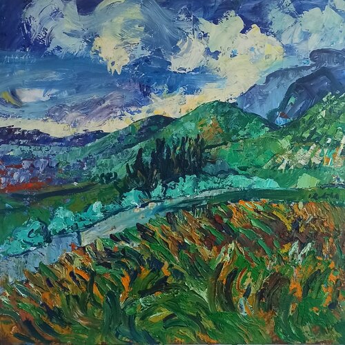 My Van Gogh - Meadows and Mountains von IZABELA Rudzka, Malerei kaufen auf Singulart