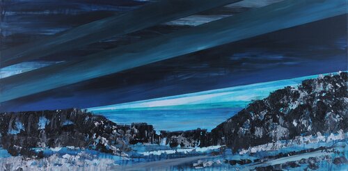 Horizon Veiled by the Northern Lights par IZABELA Rudzka, Peinture en vente sur Singulart