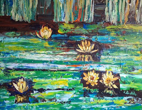 Calligraphies of Nature_ Water Lilies von IZABELA Rudzka, Malerei kaufen auf Singulart