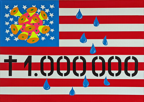 THE USA REACHES OVER 1,000,000 CORONA DEATHS AND DECIDES THE PANDEMIC IS OVER van Forman Act, Schilderij te koop op Singulart