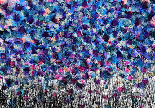 flowers in blu de Donatella Marraoni, Pintura a la venta en Singulart