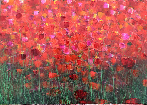 flowers in red de Donatella Marraoni, Pintura a la venta en Singulart
