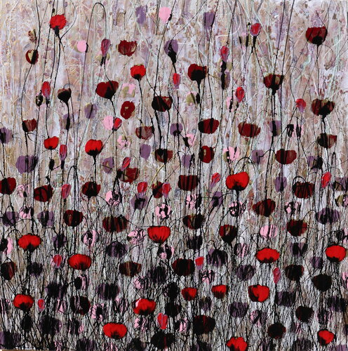 Poppies and gold V van Donatella Marraoni, Schilderij te koop op Singulart