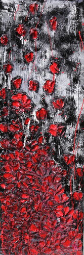 Moonrise and poppies par Donatella Marraoni, Peinture en vente sur Singulart